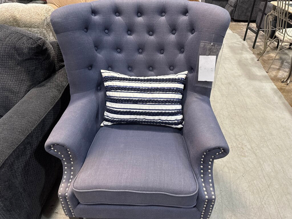 80886-B - Blue Nuance Interior Design Wingback Chair 32x36x31-34