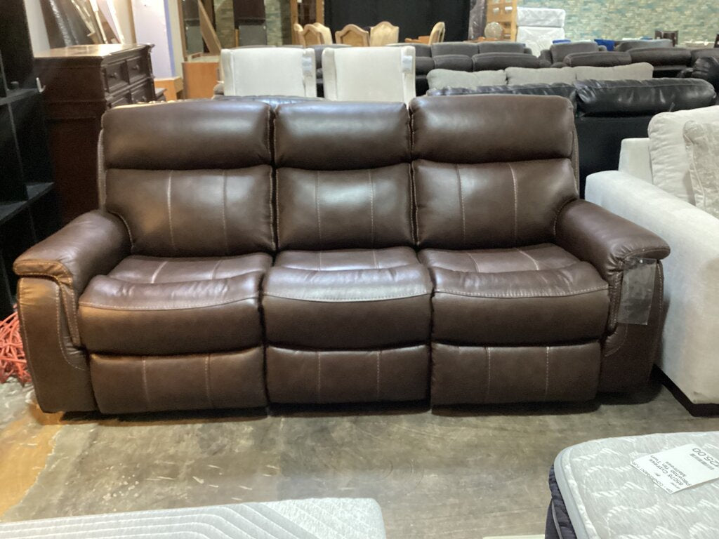 85133 - Brown Leather Power Recliner Sofa 86x32x39
