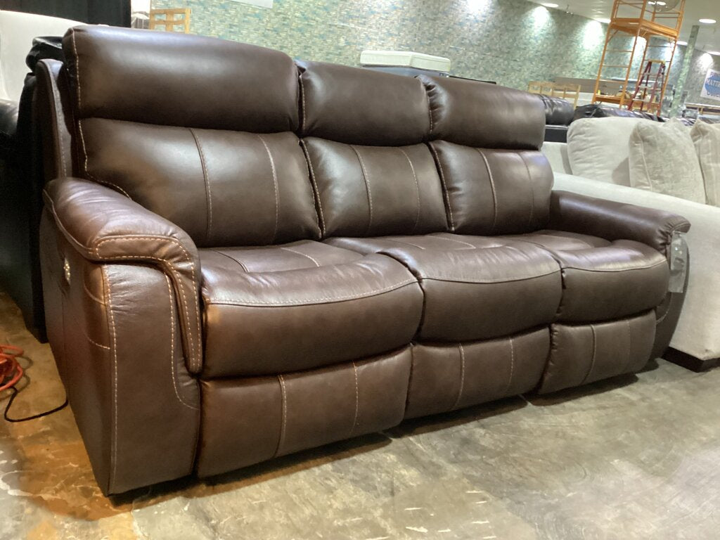 85133 - Brown Leather Power Recliner Sofa 86x32x39