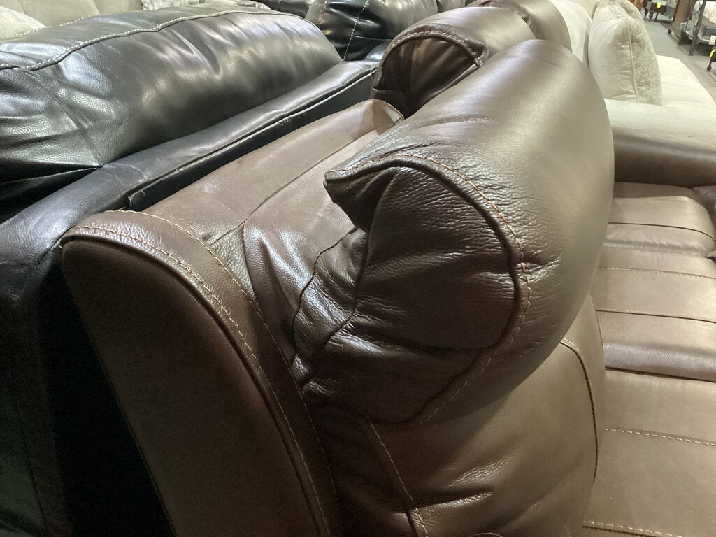 85133 - Brown Leather Power Recliner Sofa 86x32x39
