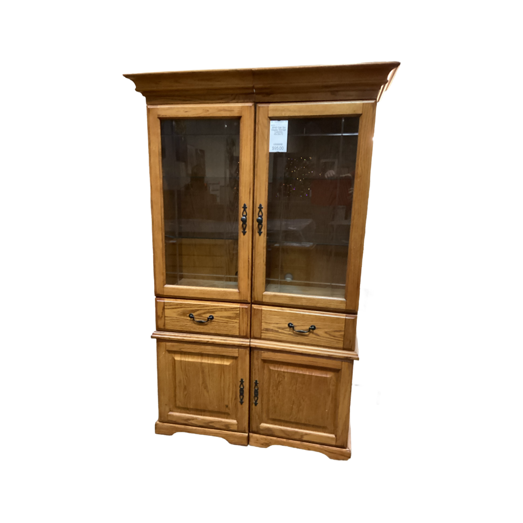 85143 - Oak 2pc Display Storage Cabinets 45x38x72