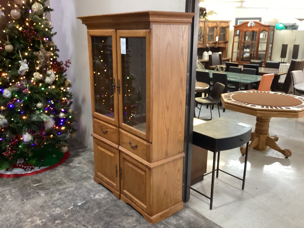85143 - Oak 2pc Display Storage Cabinets 45x38x72