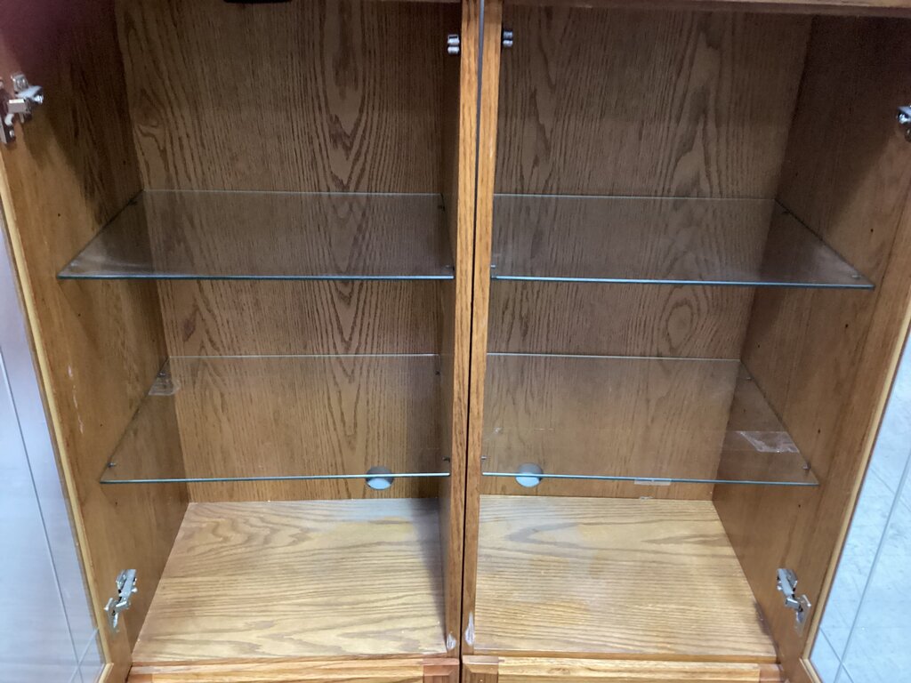 85143 - Oak 2pc Display Storage Cabinets 45x38x72
