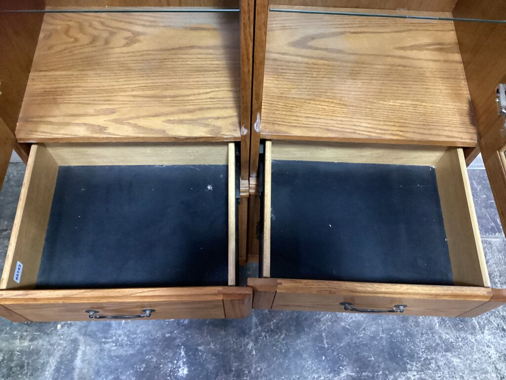 85143 - Oak 2pc Display Storage Cabinets 45x38x72