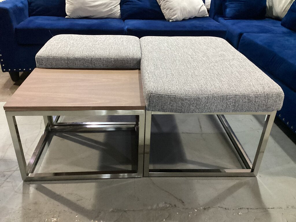 85161 - Jonathan Louis Jigsaw Brushed Nickel Ottoman