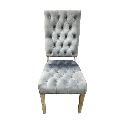 85154 Gray Velour Tufted Side Chair 19x19x40