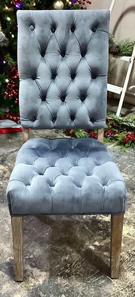 85154 Gray Velour Tufted Side Chair 19x19x40