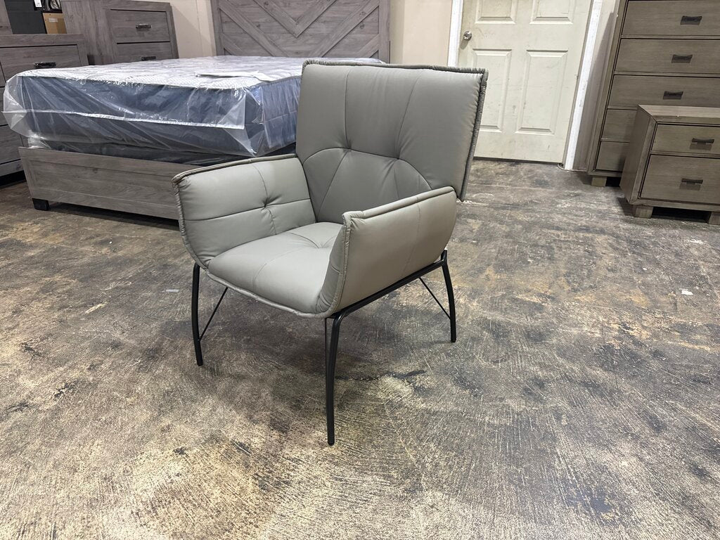 85174 - Gray PU Biscuit Back Chair 27x22x36