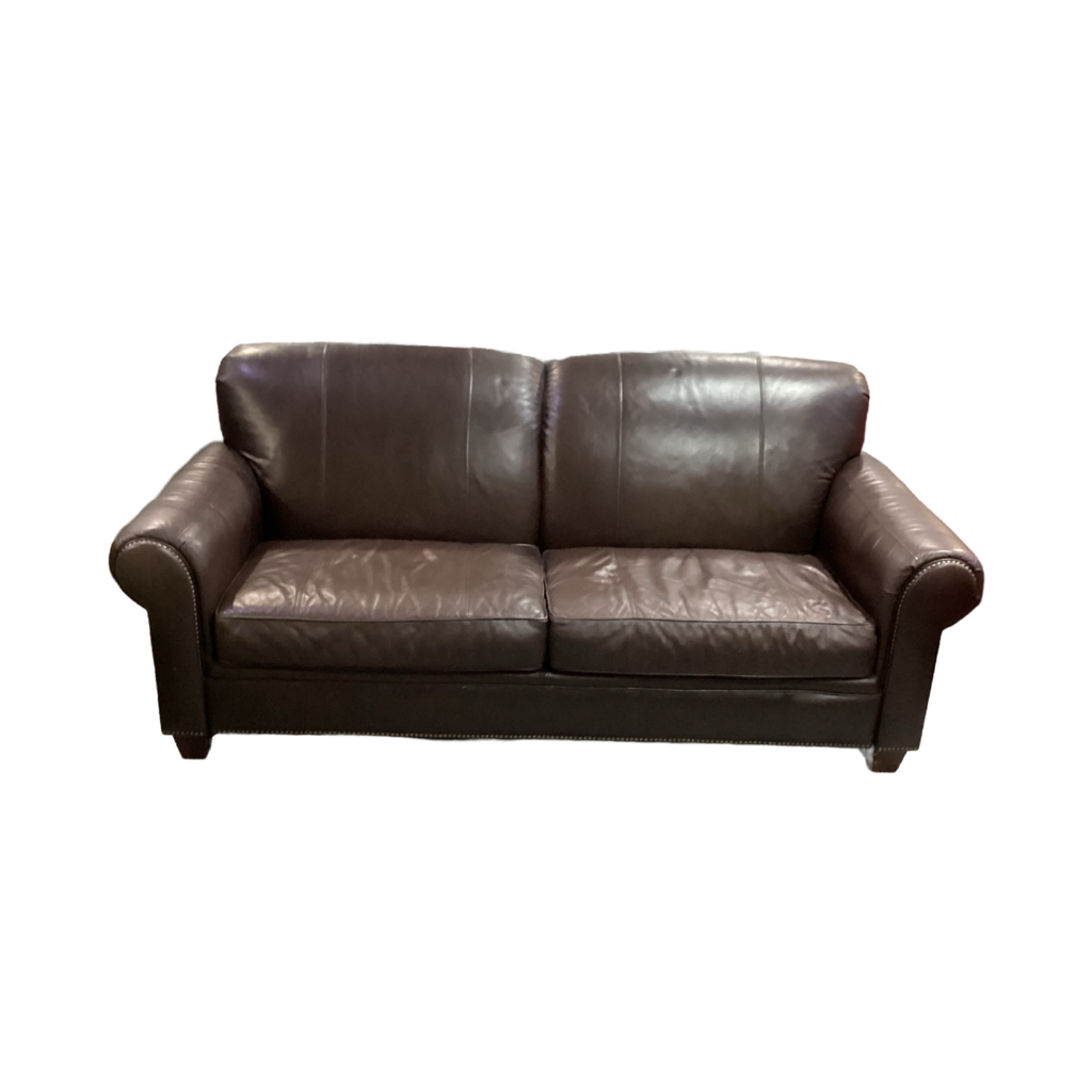 85206 - Broyhill Brown Leather Sofa 84x38x35