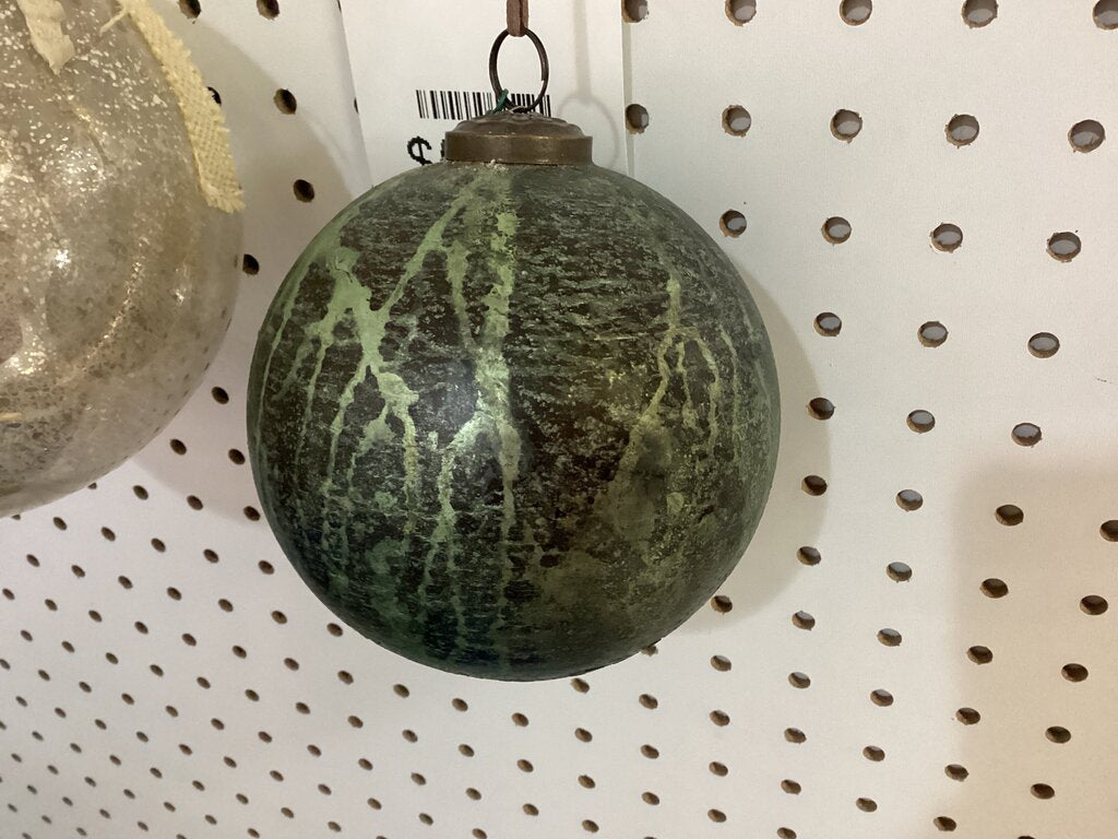 85241 - 5" Green Marbled Glass Ornament (set of 9)