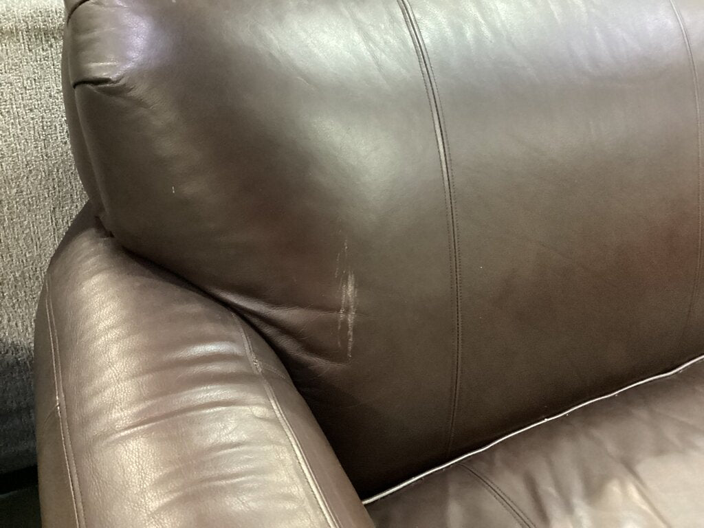 85206 - Broyhill Brown Leather Sofa 84x38x35