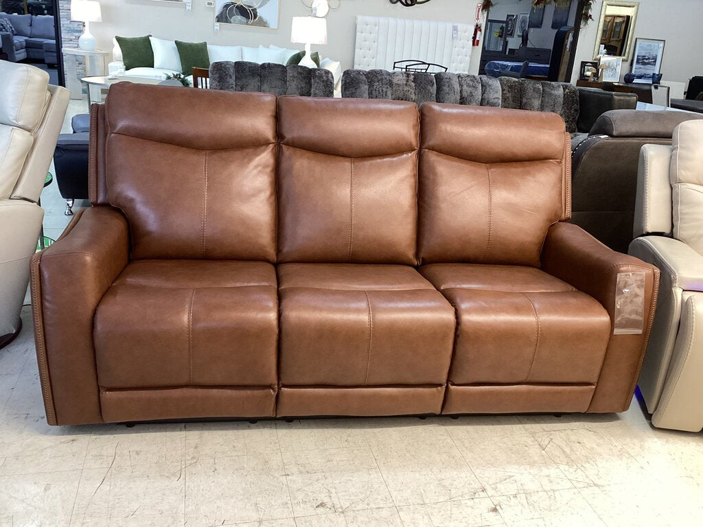 85252 - Natalia Brown Leather Power Sofa 83x31x38