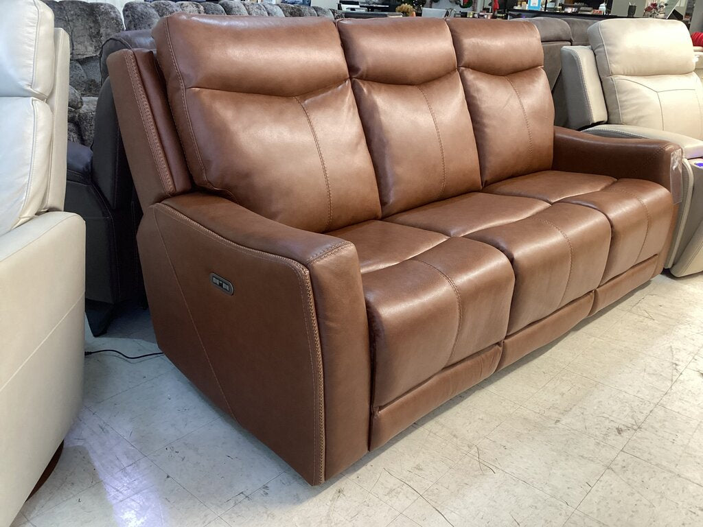 85252 - Natalia Brown Leather Power Sofa 83x31x38