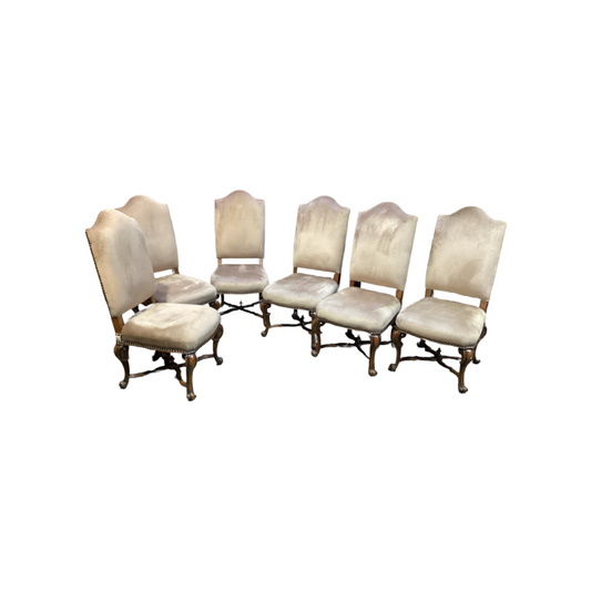 85149 - Hooker Set of 6 Upholstered Camel Back Side Chairs 24x24x48