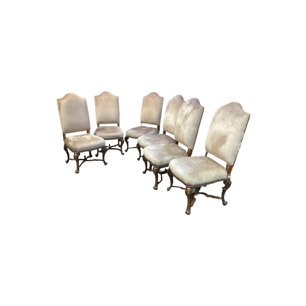 85149 - Hooker Set of 6 Upholstered Camel Back Side Chairs 24x24x48