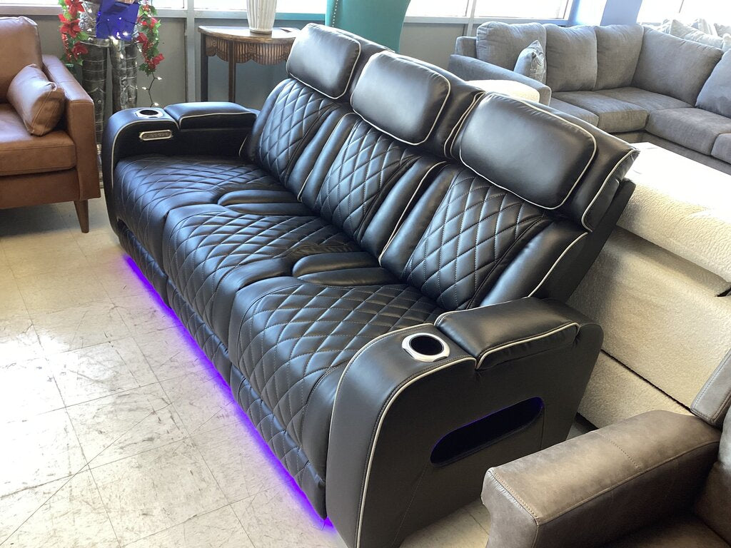 Titan Black NEW Power Motion Sofa w/Power Headrest, LED - 84x36x41 (668290)
