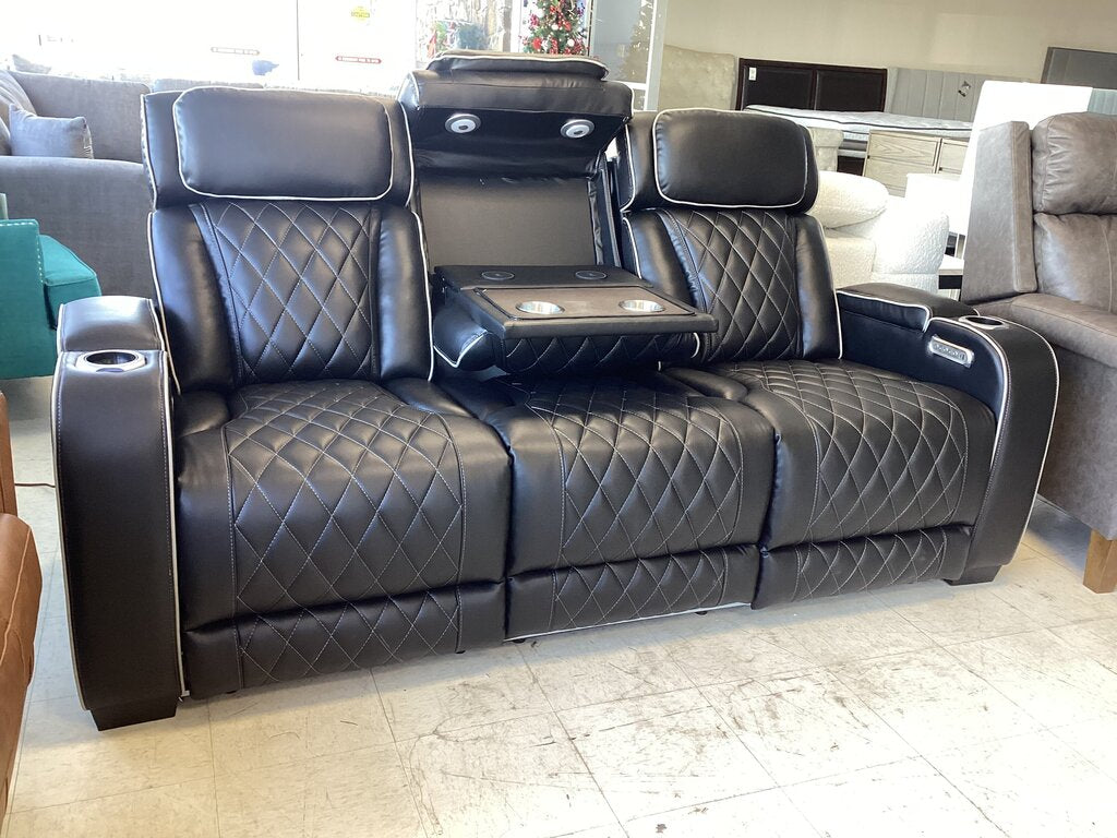 Titan Black NEW Power Motion Sofa w/Power Headrest, LED - 84x36x41 (668290)