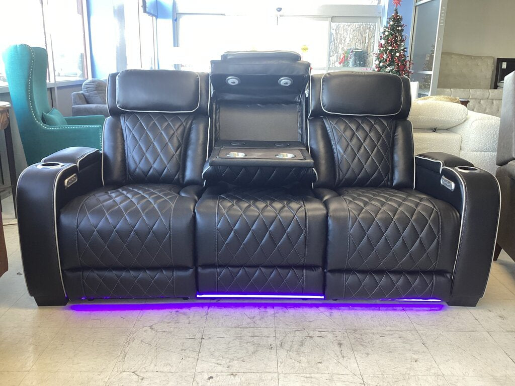 Titan Black NEW Power Motion Sofa w/Power Headrest, LED - 84x36x41 (668290)