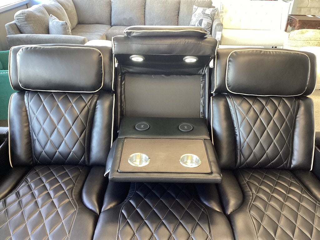 Titan Black NEW Power Motion Sofa w/Power Headrest, LED - 84x36x41 (668290)