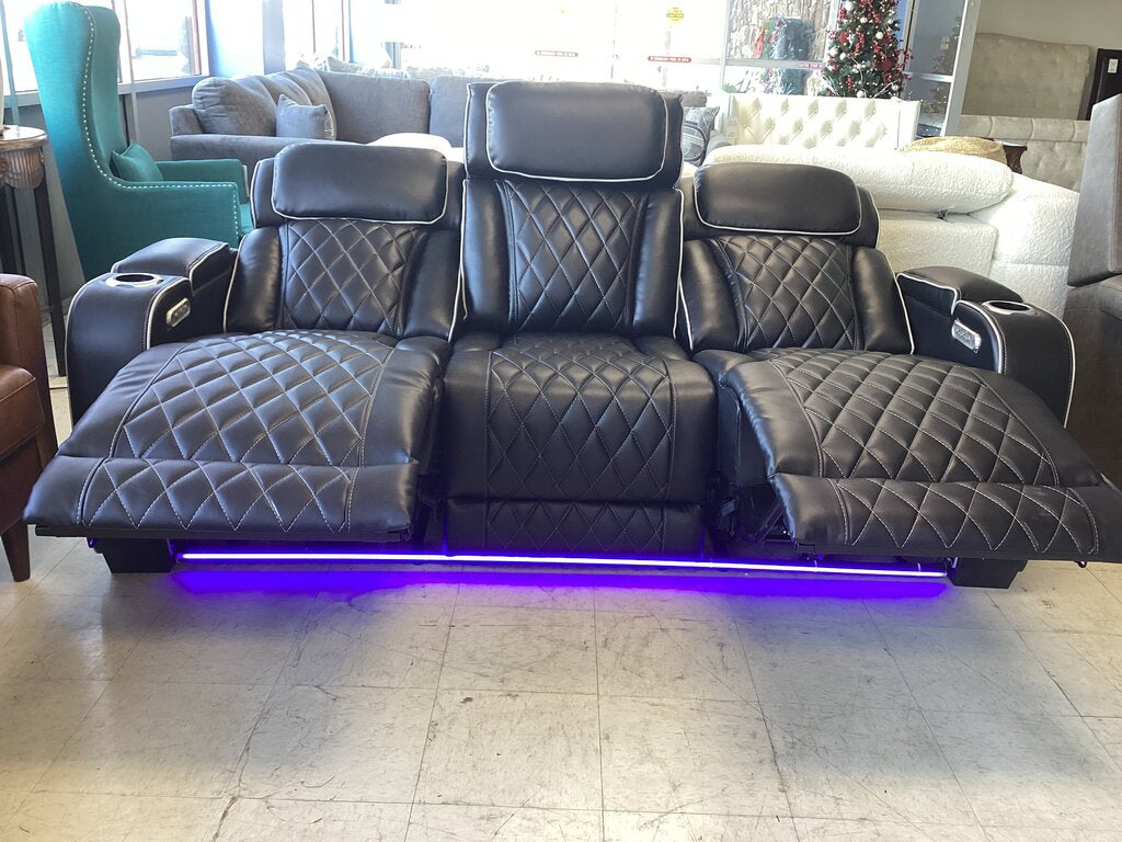 Titan Black NEW Power Motion Sofa w/Power Headrest, LED - 84x36x41 (668290)