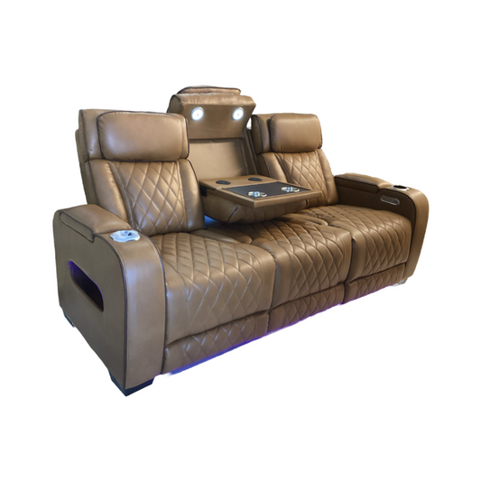 Titan Brown New Power Motion Sofa w/Power Headrest, LED 84x36x41 (668390)