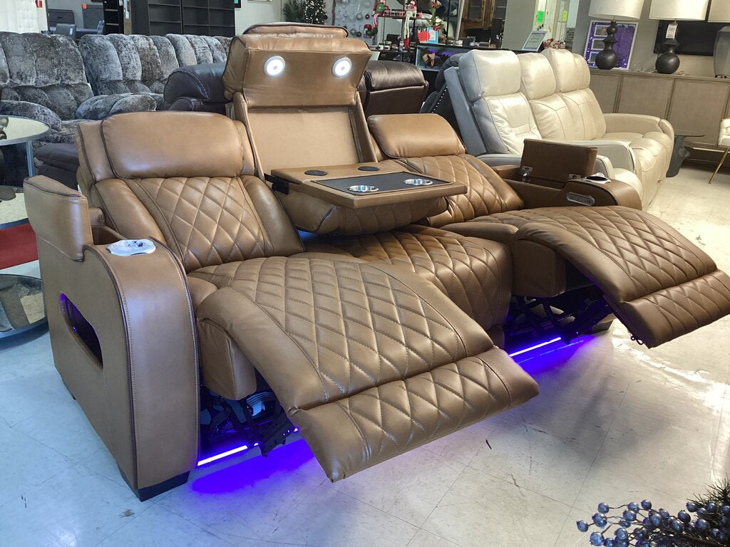 Titan Brown New Power Motion Sofa w/Power Headrest, LED 84x36x41 (668390)