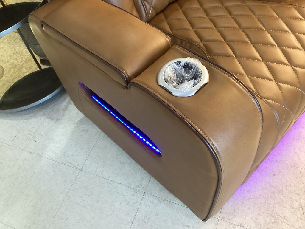 Titan Brown New Power Motion Sofa w/Power Headrest, LED 84x36x41 (668390)