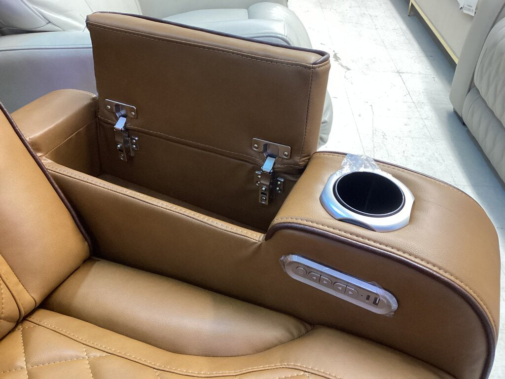 Titan Brown New Power Motion Sofa w/Power Headrest, LED 84x36x41 (668390)