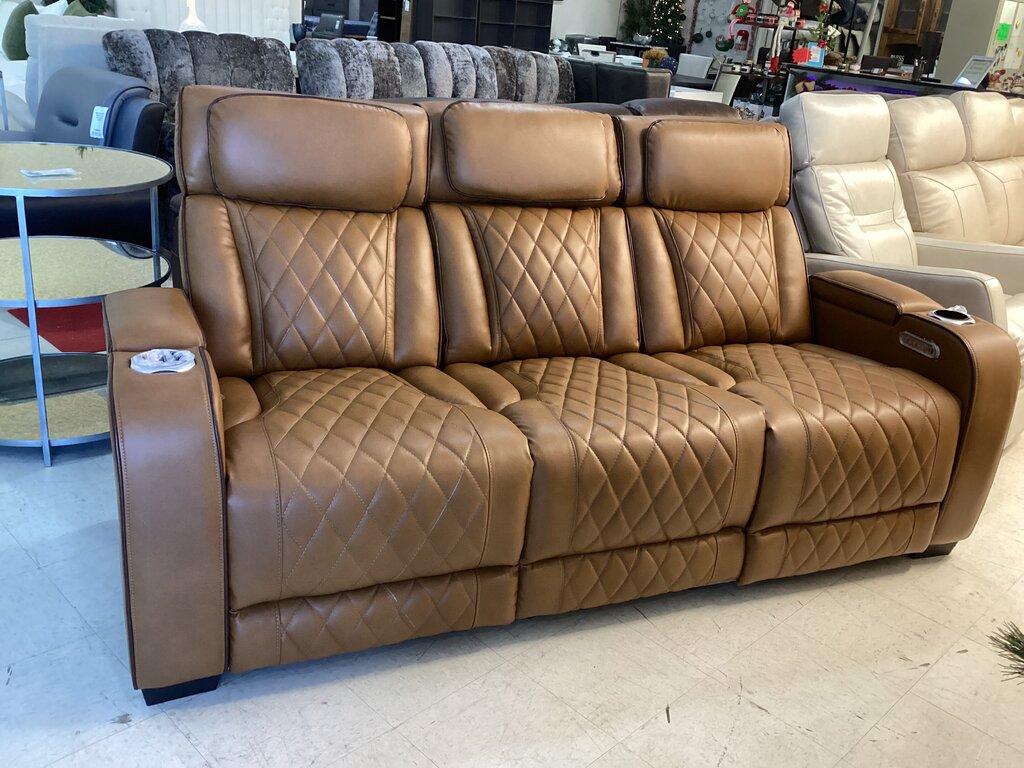 Titan Brown New Power Motion Sofa w/Power Headrest, LED 84x36x41 (668390)