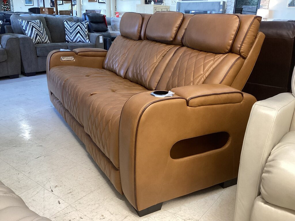 Titan Brown New Power Motion Sofa w/Power Headrest, LED 84x36x41 (668390)