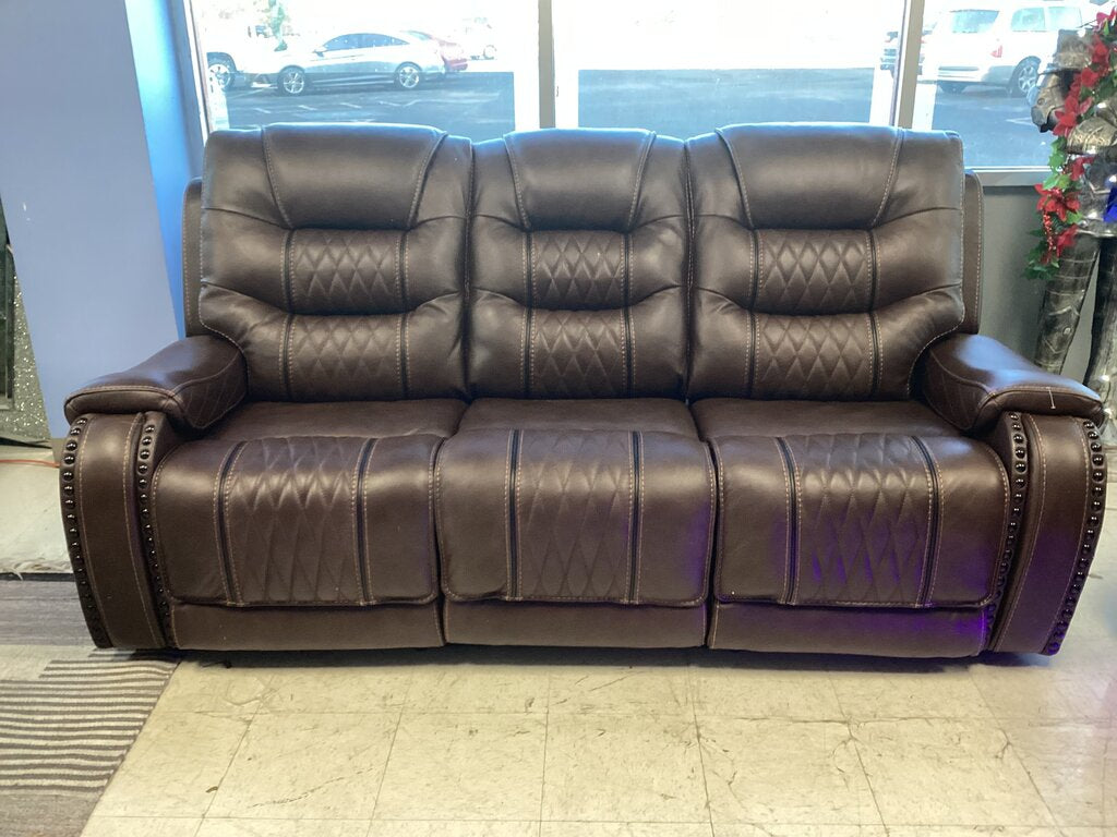 85308 Heritage Leather Yosemite Leather Power Motion Sofa W / Adj Headrest 87x42x42