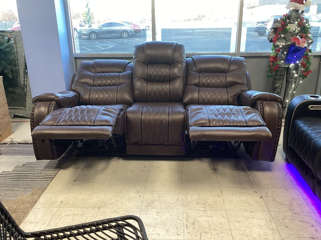 85308 Heritage Leather Yosemite Leather Power Motion Sofa W / Adj Headrest 87x42x42