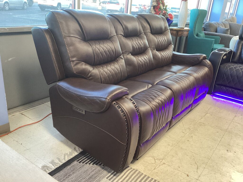 85308 Heritage Leather Yosemite Leather Power Motion Sofa W / Adj Headrest 87x42x42