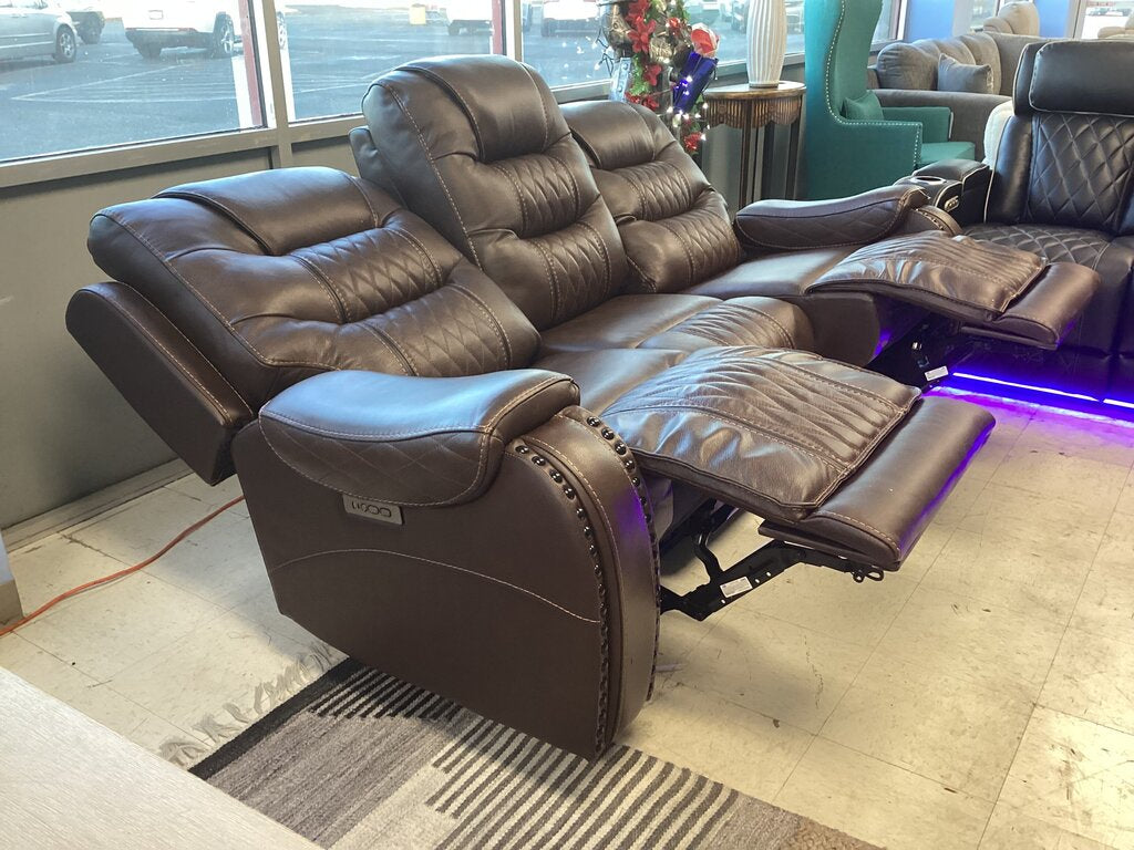 85308 Heritage Leather Yosemite Leather Power Motion Sofa W / Adj Headrest 87x42x42