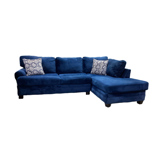 85353 - Velour Blue 2pc Sectional 120x80x40