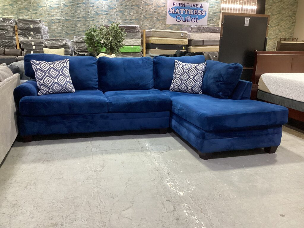 85353 - Velour Blue 2pc Sectional 120x80x40