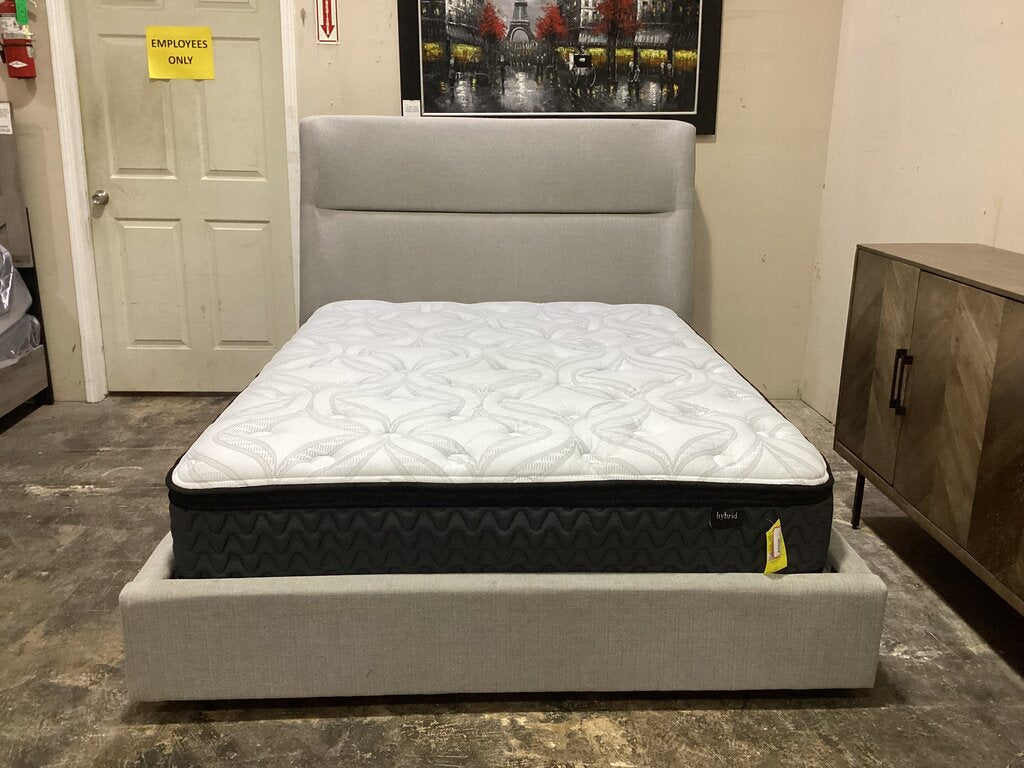 85355 - Gray Upholstered Platform Bedframe 63x93x50