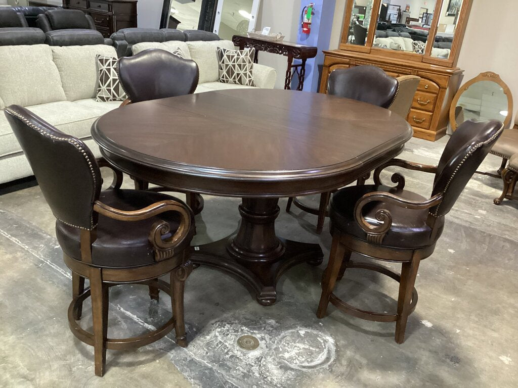 80914 (8524-17) Bernhardt James Island 5pc Counter Height Table w/Leaf 54x54-74x37