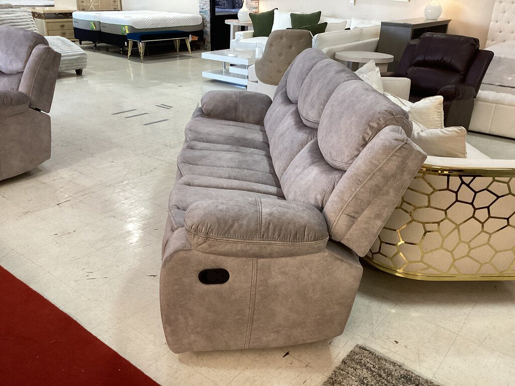 Emerson Silver Gray NEW Motion Reclining Sofa w/Drop Down Tray 86x30x40 -(665020)