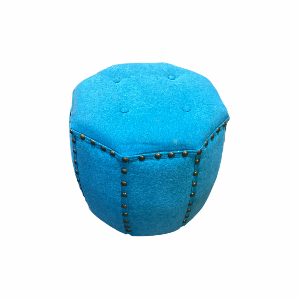 85452 Blue Nail Head Ottoman 17x17x17