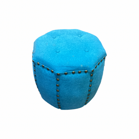 85452 Blue Nail Head Ottoman 17x17x17