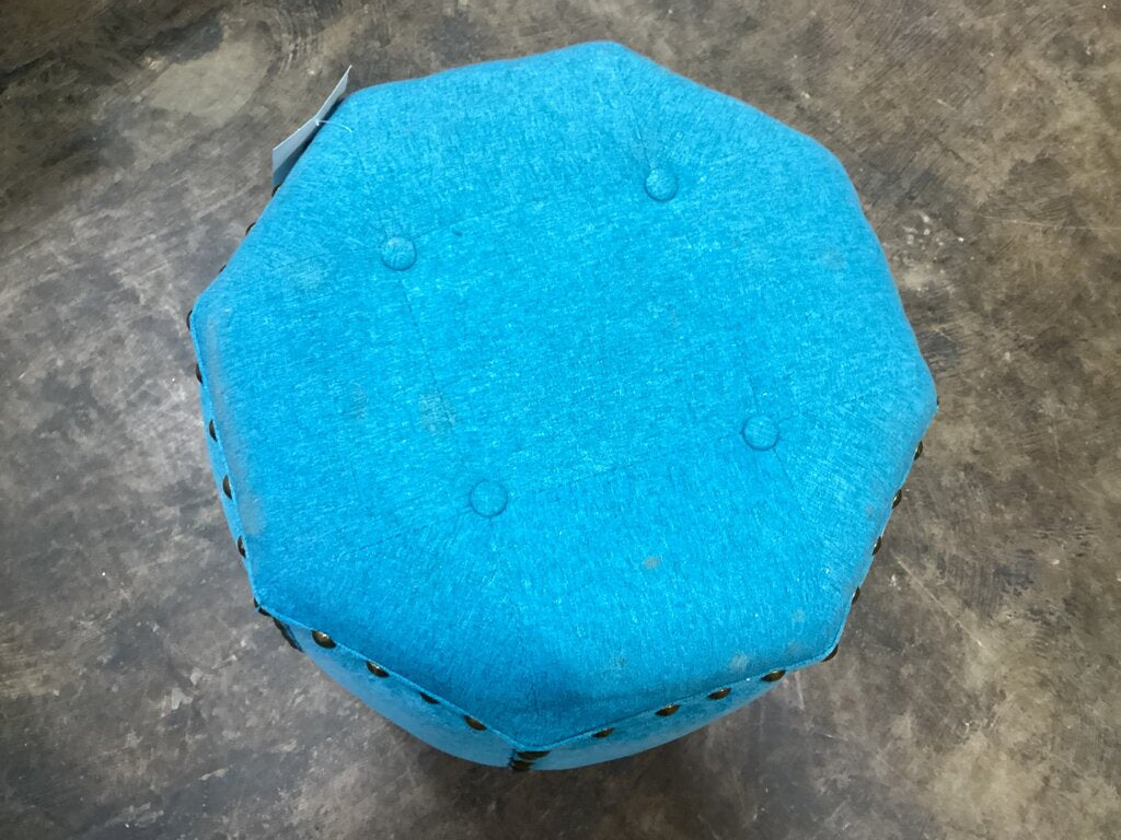 85452 Blue Nail Head Ottoman 17x17x17
