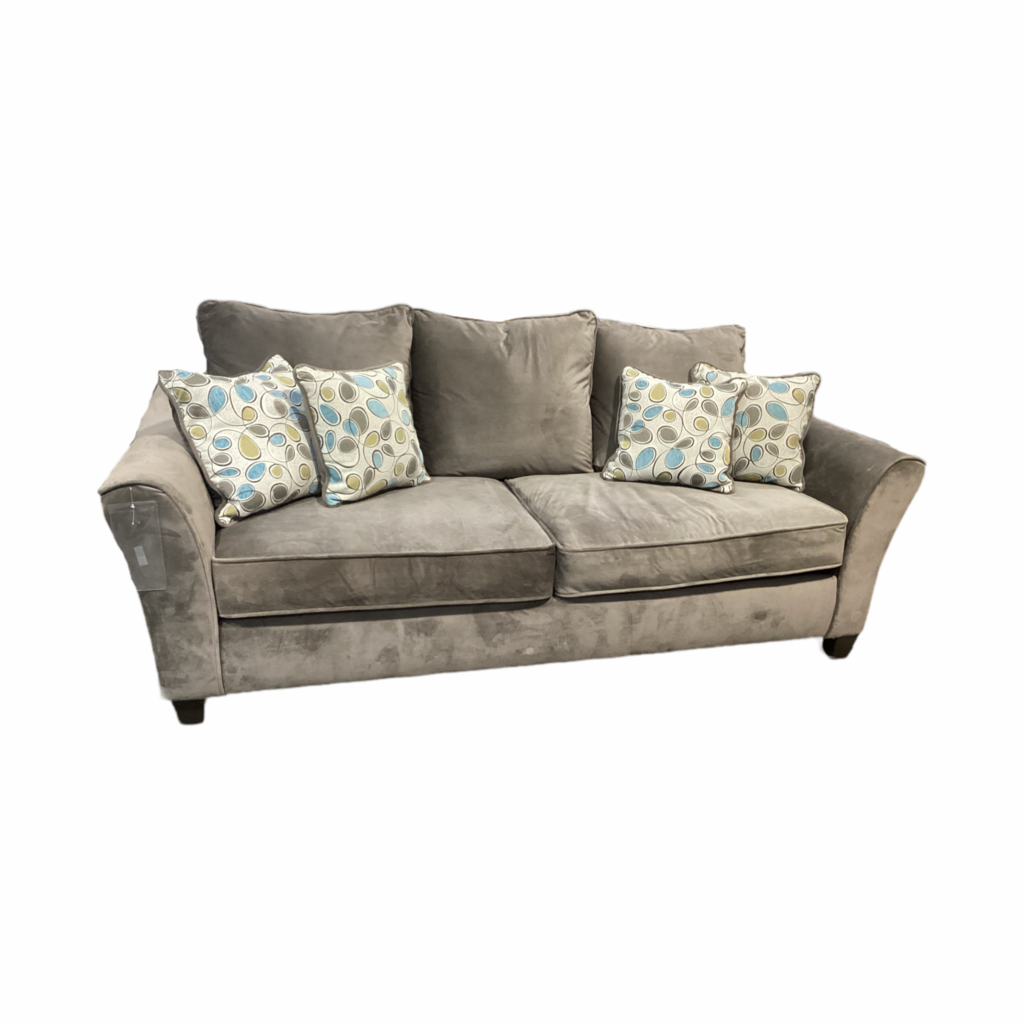 85453 Greige Velvet Sofa 90x37x38