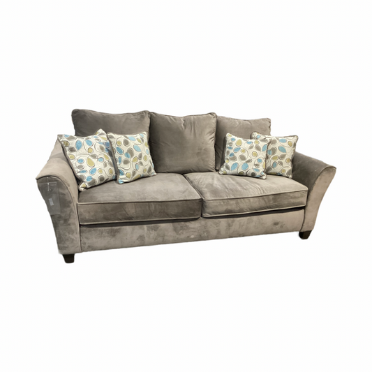 85453 Greige Velvet Sofa 90x37x38