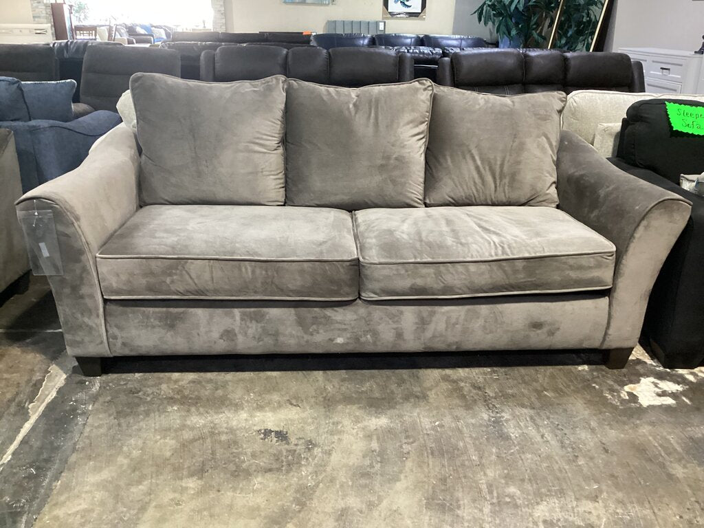 85453 Greige Velvet Sofa 90x37x38