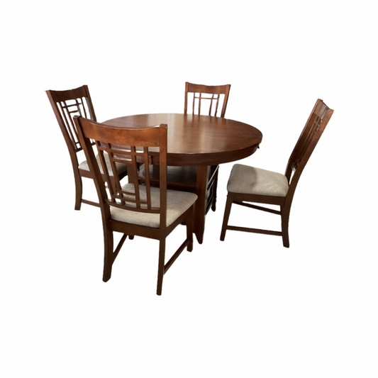 85499 Broyhill 5pc Round Dining Set w/Leaf 48x48-64x31