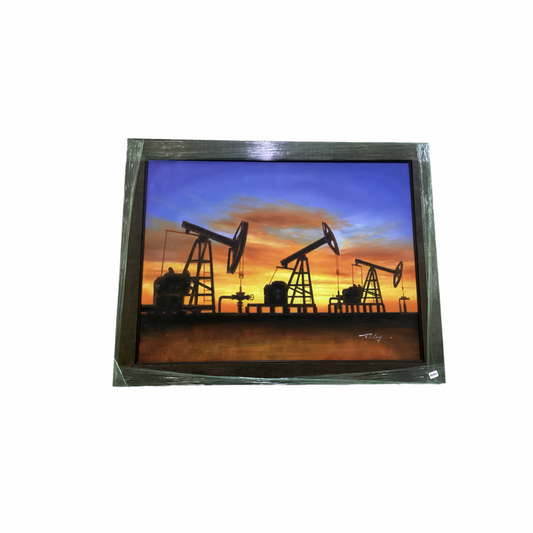 85482 (8535-13) Pump Jacks Framed Painting 56x44