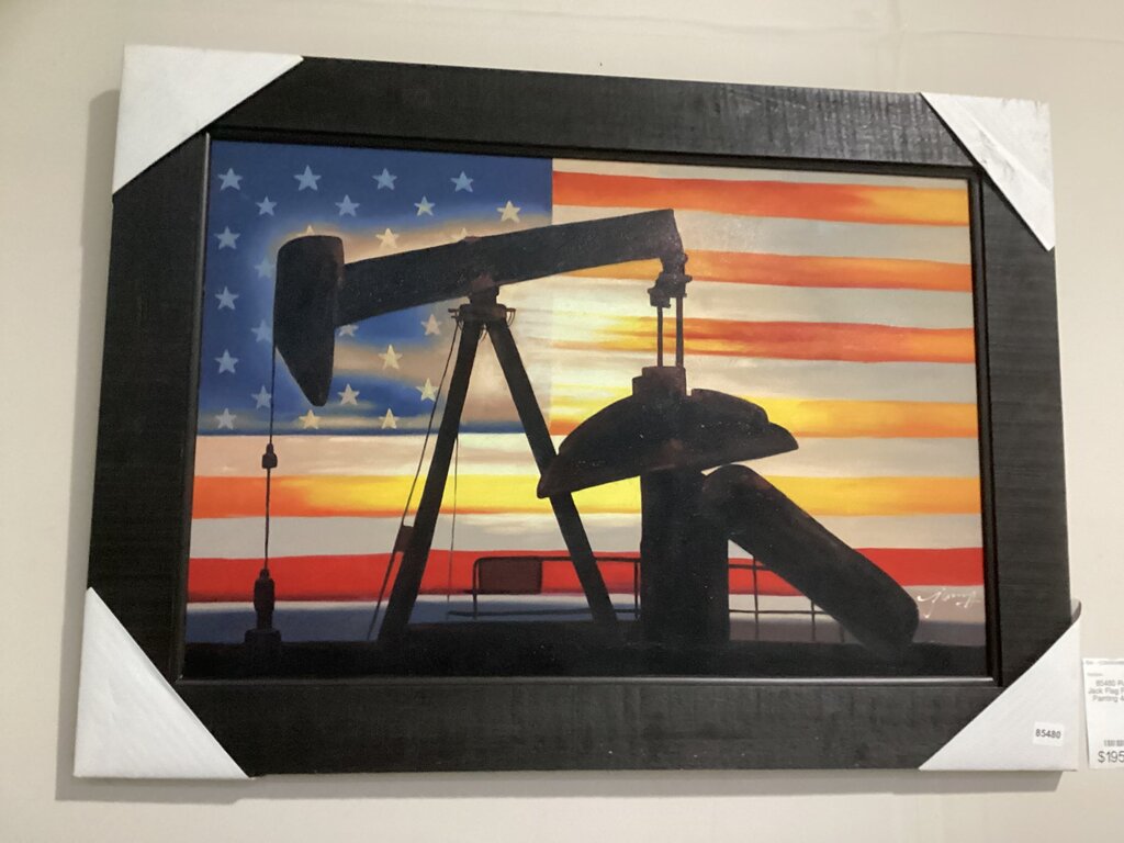 85480 (8535-11) Pump Jack Flag Framed Painting 44x32