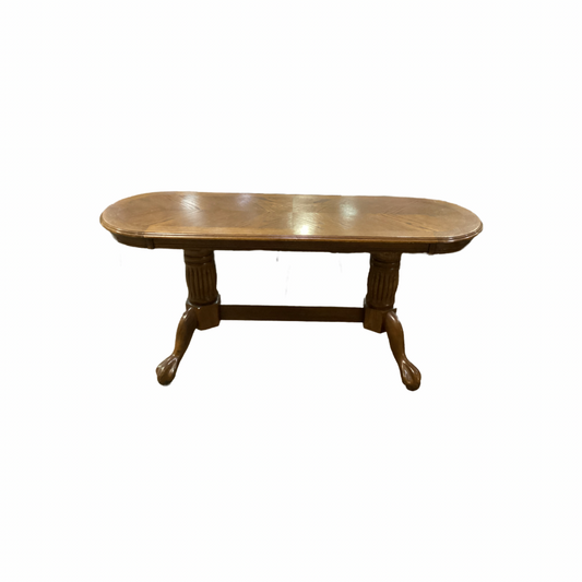 85536 Oval Oak Double Pedestal Console Table 54x17x26