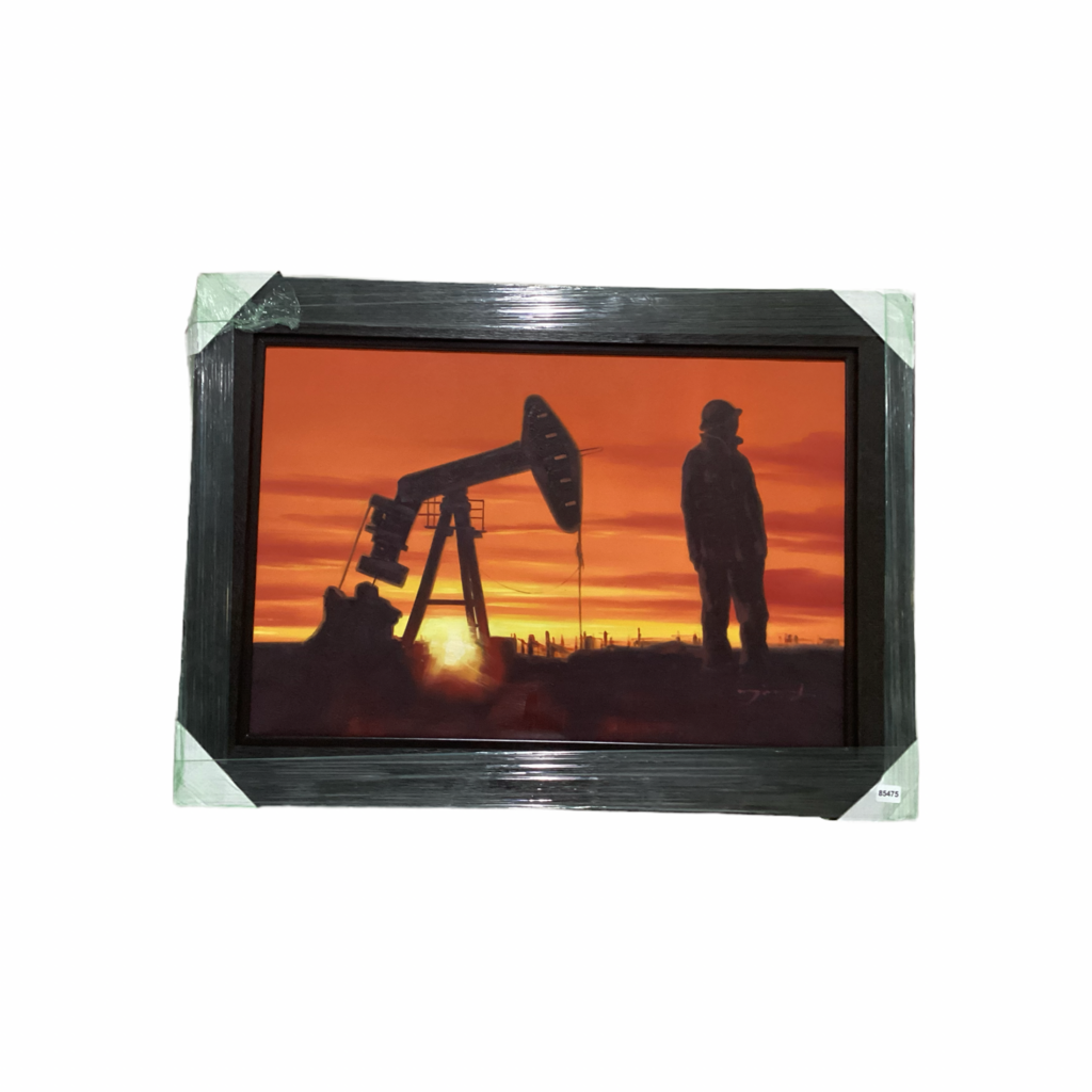 85475 (8535-6) Pump Jack Sunset Framed Painting 44x32